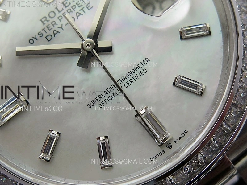 Day Date 228396 40mm SS Noob 1:1 Best Edition White MOP Crystal Dial On President Bracelet A2836