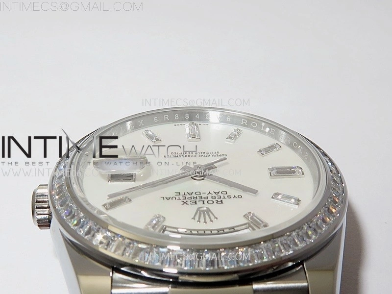 Day Date 228396 40mm SS Noob 1:1 Best Edition White MOP Crystal Dial On President Bracelet A2836