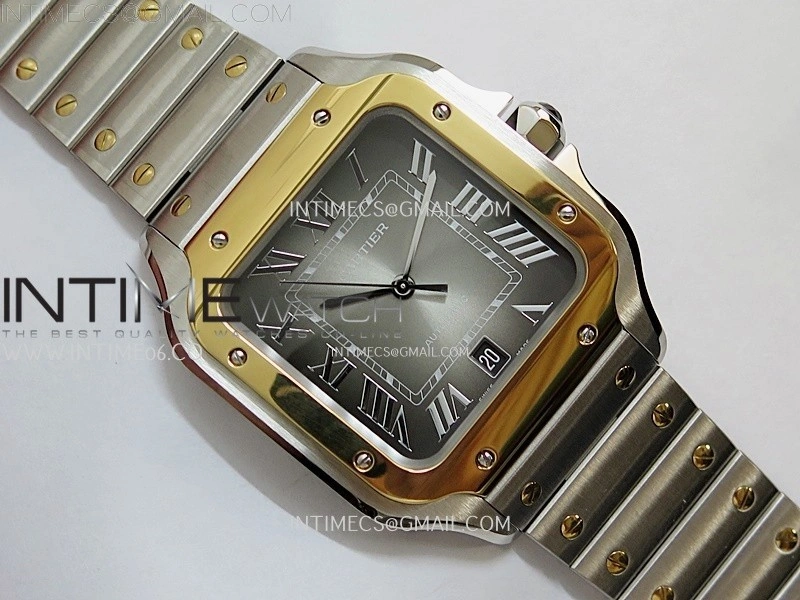 Santos de Cartier 40mm SS YG BVF 1:1 Best Edition Gray Dial on SS YG SmartLinks Bracelet MIYOTA 9015