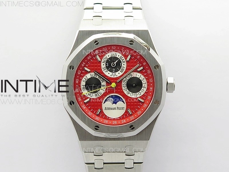 Royal Oak 41mm Complicated 26574 SS APSF 1:1 Best Edition Red Dial on SS Bracelet A5134 V2