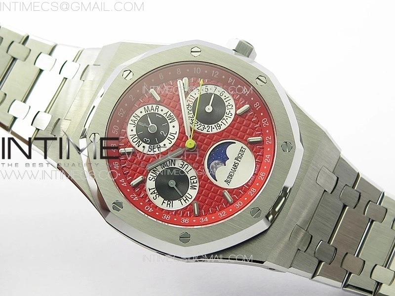 Royal Oak 41mm Complicated 26574 SS APSF 1:1 Best Edition Red Dial on SS Bracelet A5134 V2