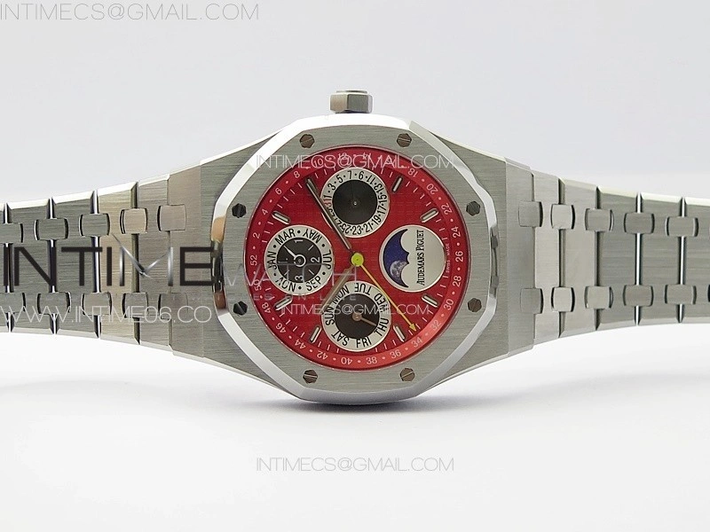 Royal Oak 41mm Complicated 26574 SS APSF 1:1 Best Edition Red Dial on SS Bracelet A5134 V2