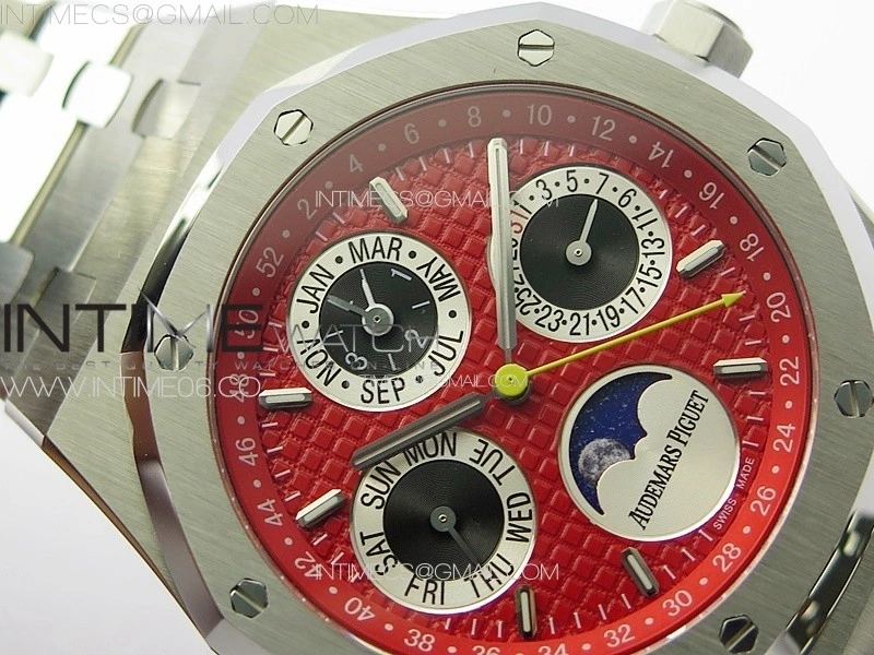 Royal Oak 41mm Complicated 26574 SS APSF 1:1 Best Edition Red Dial on SS Bracelet A5134 V2