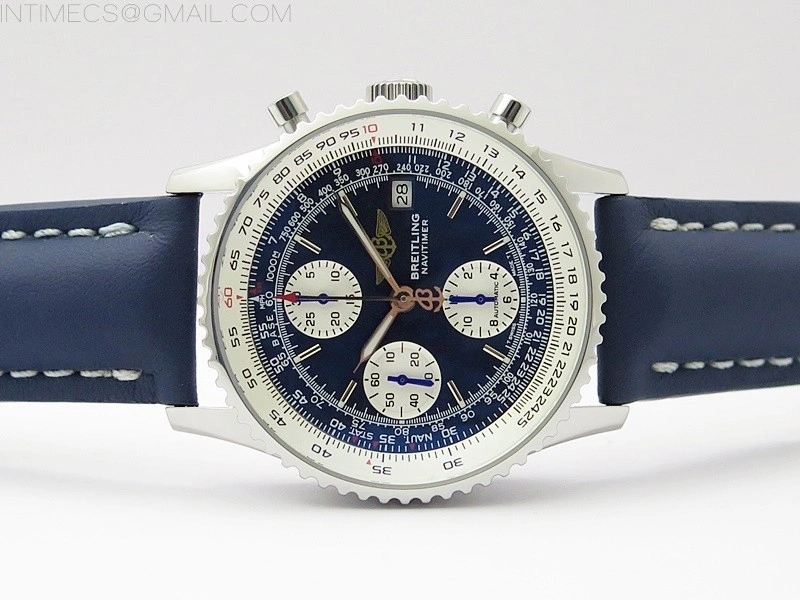 Navitimer 41mm SS B50 Best Edition SS Blue Dial Stick Markers on Blue Leather Strap A7750