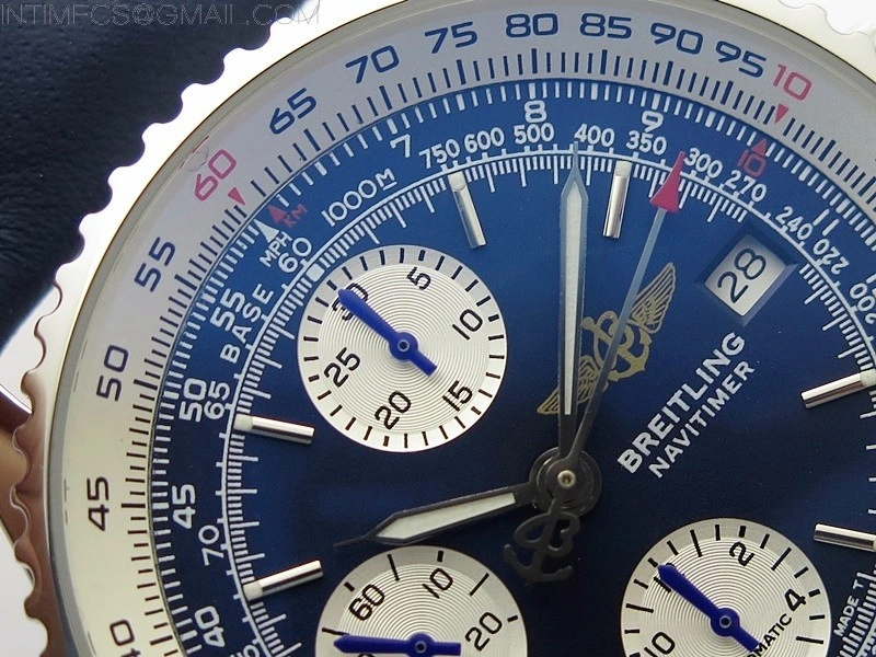 Navitimer 41mm SS B50 Best Edition SS Blue Dial Stick Markers on Blue Leather Strap A7750