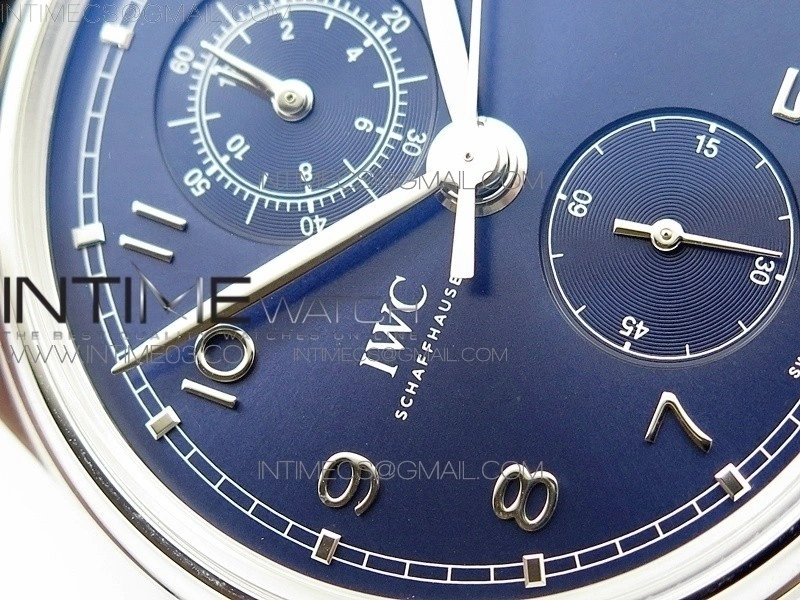 Portugieser Chrono Classic 42 IW390406 ZF 1:1 Best Edition Blue Dial Blue Hand on Black Leather Strap A7750