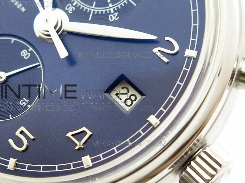 Portugieser Chrono Classic 42 IW390406 ZF 1:1 Best Edition Blue Dial Blue Hand on Black Leather Strap A7750