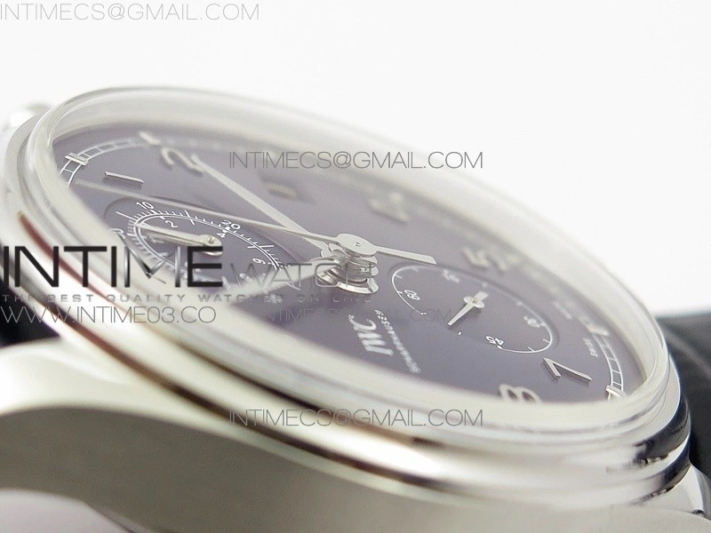 Portugieser Chrono Classic 42 IW390406 ZF 1:1 Best Edition Blue Dial Blue Hand on Black Leather Strap A7750
