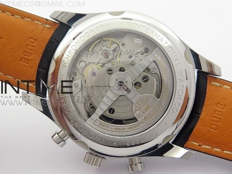 Portugieser Chrono Classic 42 IW390406 ZF 1:1 Best Edition Blue Dial Blue Hand on Black Leather Strap A7750