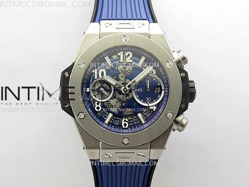 Hublot Big Bang Unico 42mm Titanium BBF 1:1 Best Edition Blue Skeleton Dial on Blue Rubber Strap A1280