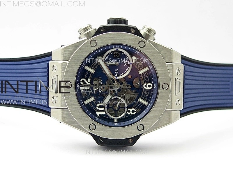 Hublot Big Bang Unico 42mm Titanium BBF 1:1 Best Edition Blue Skeleton Dial on Blue Rubber Strap A1280