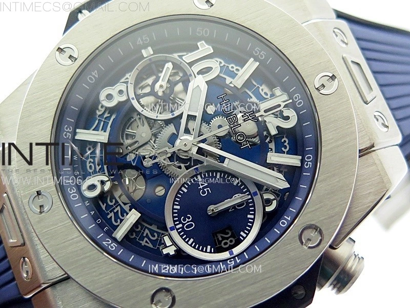 Hublot Big Bang Unico 42mm Titanium BBF 1:1 Best Edition Blue Skeleton Dial on Blue Rubber Strap A1280