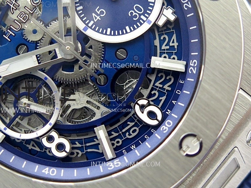 Hublot Big Bang Unico 42mm Titanium BBF 1:1 Best Edition Blue Skeleton Dial on Blue Rubber Strap A1280