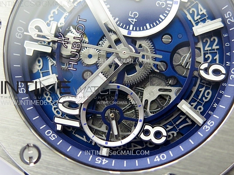 Hublot Big Bang Unico 42mm Titanium BBF 1:1 Best Edition Blue Skeleton Dial on Blue Rubber Strap A1280