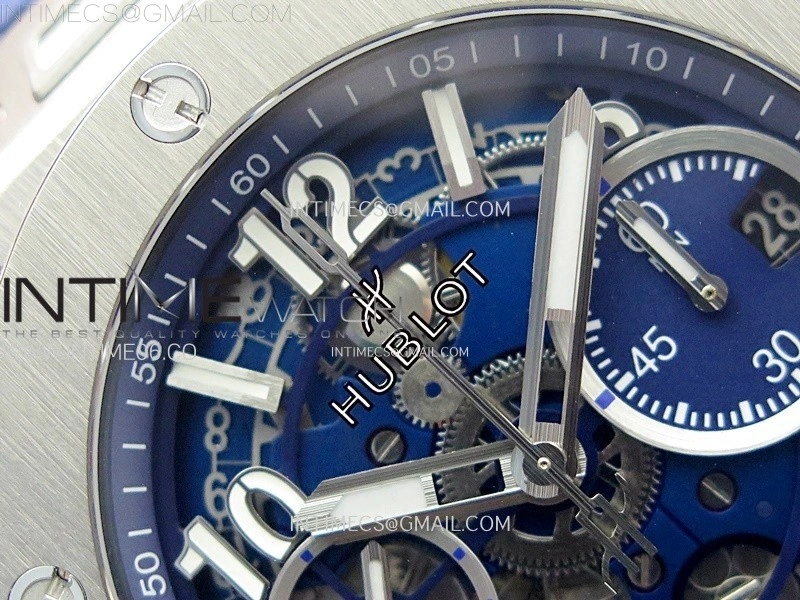 Hublot Big Bang Unico 42mm Titanium BBF 1:1 Best Edition Blue Skeleton Dial on Blue Rubber Strap A1280