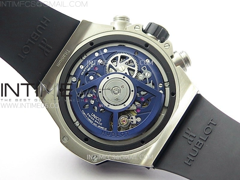 Hublot Big Bang Unico 42mm Titanium BBF 1:1 Best Edition Blue Skeleton Dial on Blue Rubber Strap A1280