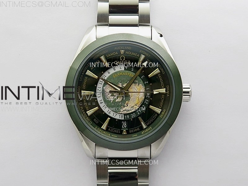 Aqua Terra 150M 43mm 24 Green Ceramic Bezel N1F 1:1 Best Edition Green Dial on SS Bracelet A8938