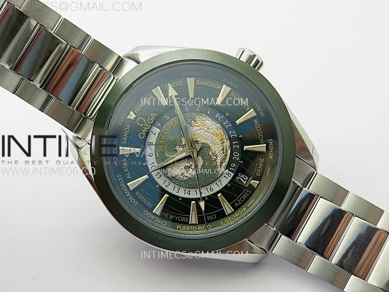 Aqua Terra 150M 43mm 24 Green Ceramic Bezel N1F 1:1 Best Edition Green Dial on SS Bracelet A8938