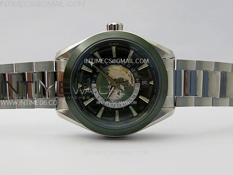 Aqua Terra 150M 43mm 24 Green Ceramic Bezel N1F 1:1 Best Edition Green Dial on SS Bracelet A8938