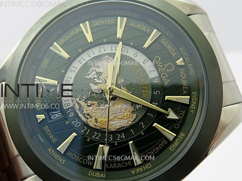 Aqua Terra 150M 43mm 24 Green Ceramic Bezel N1F 1:1 Best Edition Green Dial on SS Bracelet A8938