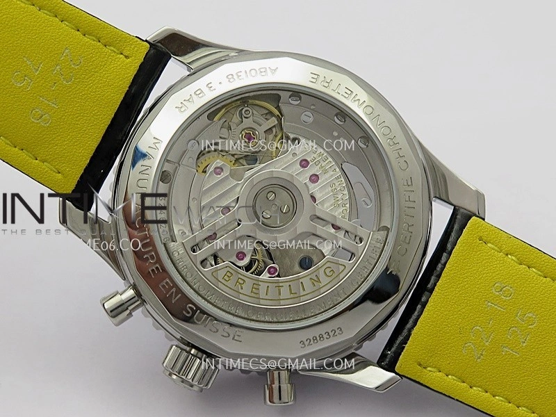 Navitimer B01 43mm SS B50 Best Edition Purple Dial White Subdial On Black Leather Strap A7750