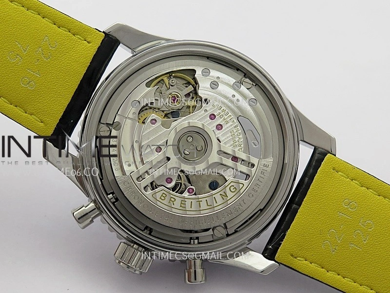Navitimer B01 43mm SS B50 Best Edition Purple Dial White Subdial On Black Leather Strap A7750