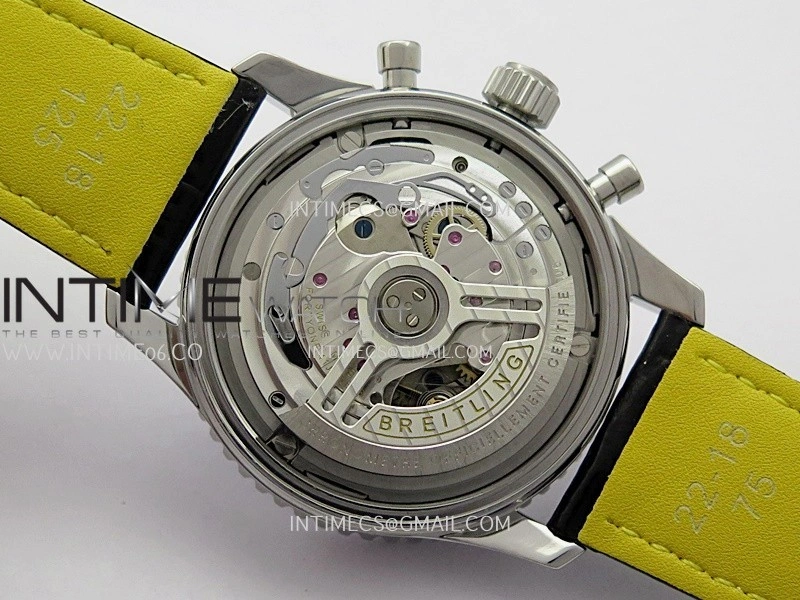 Navitimer B01 43mm SS B50 Best Edition Purple Dial White Subdial On Black Leather Strap A7750
