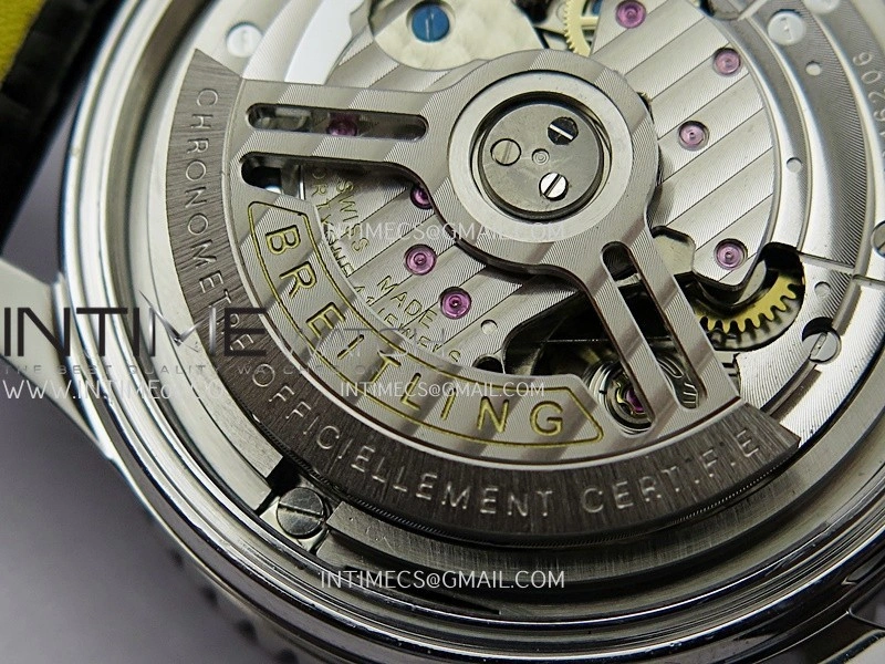 Navitimer B01 43mm SS B50 Best Edition Purple Dial White Subdial On Black Leather Strap A7750