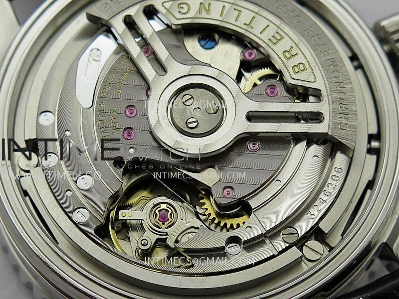 Navitimer B01 43mm SS B50 Best Edition Purple Dial White Subdial On Black Leather Strap A7750