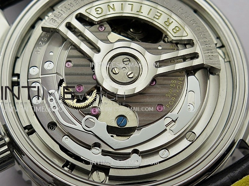 Navitimer B01 43mm SS B50 Best Edition Purple Dial White Subdial On Black Leather Strap A7750