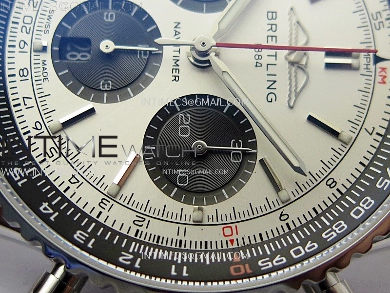 Navitimer B01 43mm SS B50 Best Edition Silver Dial Black Subdial On Brown Leather Strap A7750