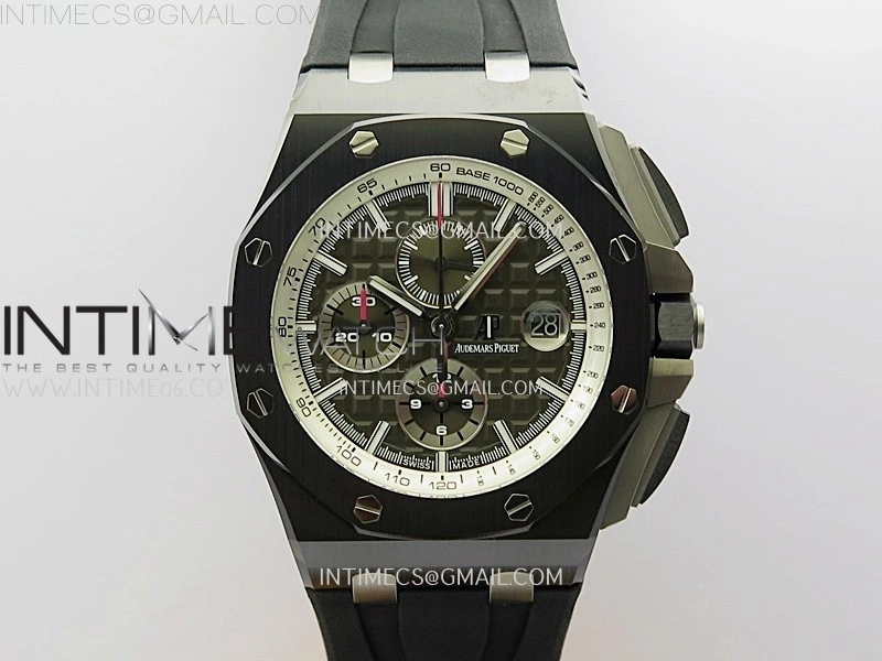 Royal Oak Offshore 44mm Black Ceramic SS TKF 1:1 Best Edition Gray Dial on Black Rubber Strap A3126