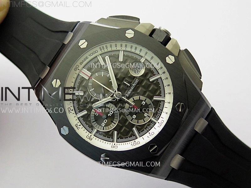 Royal Oak Offshore 44mm Black Ceramic SS TKF 1:1 Best Edition Gray Dial on Black Rubber Strap A3126