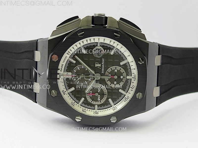 Royal Oak Offshore 44mm Black Ceramic SS TKF 1:1 Best Edition Gray Dial on Black Rubber Strap A3126