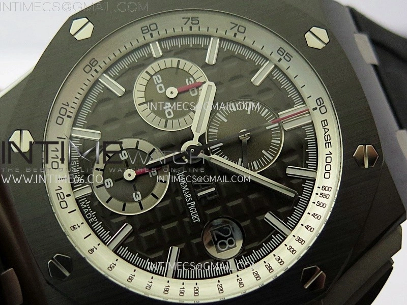 Royal Oak Offshore 44mm Black Ceramic SS TKF 1:1 Best Edition Gray Dial on Black Rubber Strap A3126