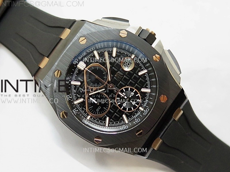 Royal Oak Offshore 44mm Black Ceramic TKF 1:1 Best Edition Black RG Dial on Black Rubber Strap A3126