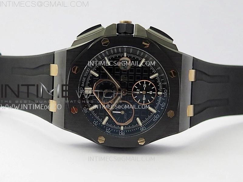 Royal Oak Offshore 44mm Black Ceramic TKF 1:1 Best Edition Black RG Dial on Black Rubber Strap A3126