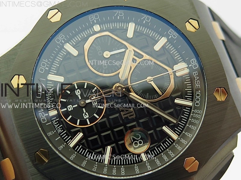 Royal Oak Offshore 44mm Black Ceramic TKF 1:1 Best Edition Black RG Dial on Black Rubber Strap A3126