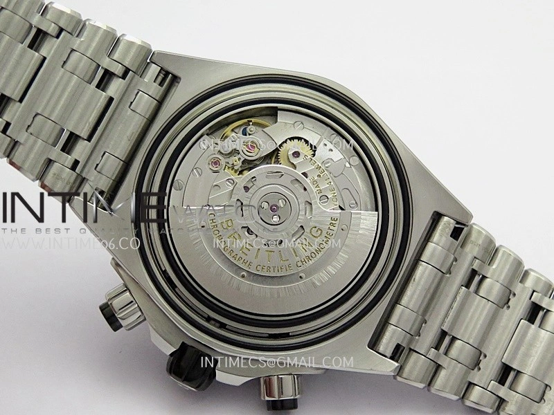Chronomat B01 44mm SS TF 1:1 Best Edition Black Dial Pink Inner On SS Bracelet A7750 To Cal.01