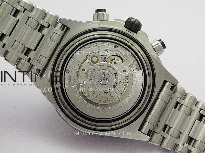 Chronomat B01 44mm SS TF 1:1 Best Edition Black Dial Pink Inner On SS Bracelet A7750 To Cal.01