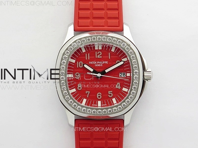 Aquanaut 5067A SS PPF 1:1 Best Edition Red Textured Dial on Red Rubber Strap RONDA Quartz