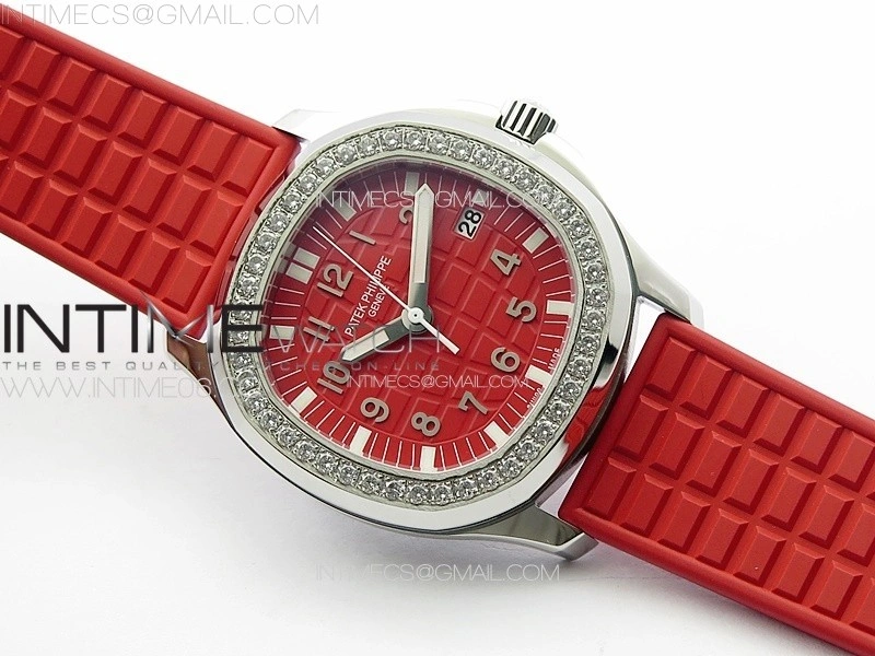 Aquanaut 5067A SS PPF 1:1 Best Edition Red Textured Dial on Red Rubber Strap RONDA Quartz