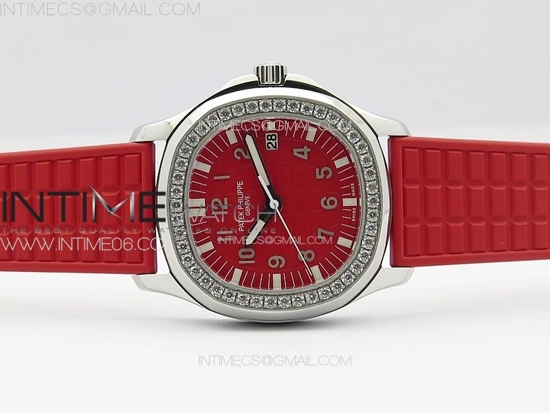 Aquanaut 5067A SS PPF 1:1 Best Edition Red Textured Dial on Red Rubber Strap RONDA Quartz