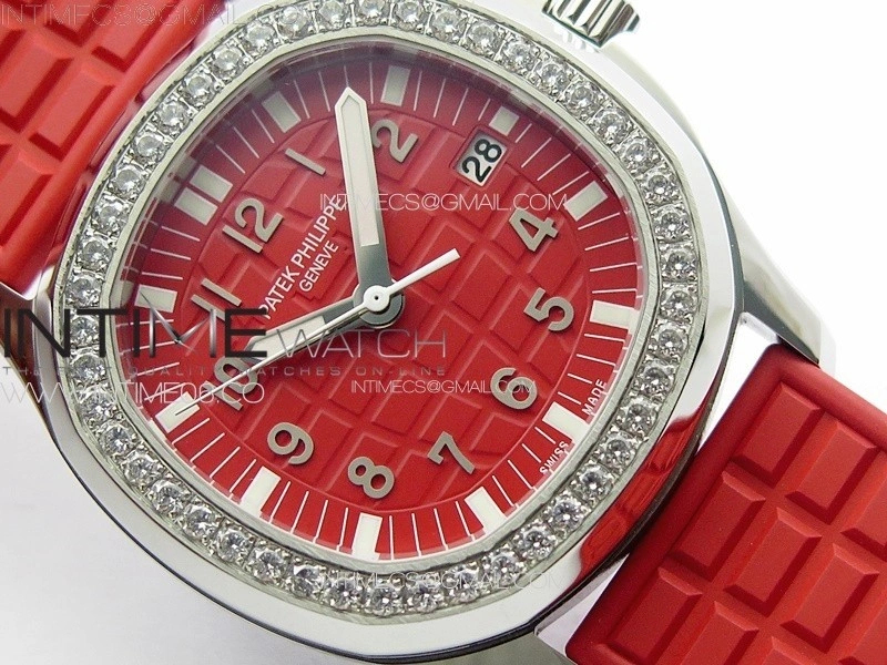 Aquanaut 5067A SS PPF 1:1 Best Edition Red Textured Dial on Red Rubber Strap RONDA Quartz