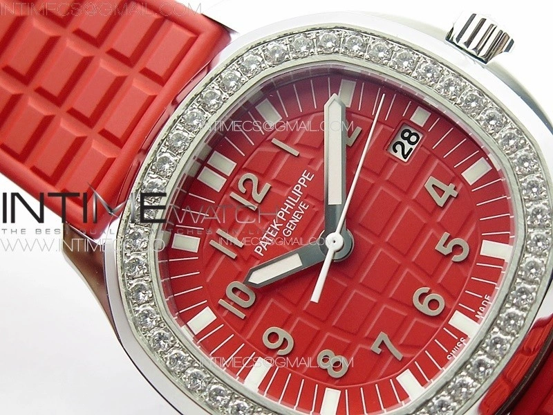 Aquanaut 5067A SS PPF 1:1 Best Edition Red Textured Dial on Red Rubber Strap RONDA Quartz