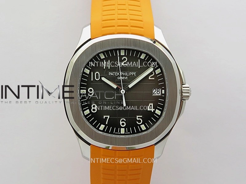 Aquanaut 5167 SS DDF 1:1 Best Edition Black Dial On Orange Rubber Strap Super Clone DD324