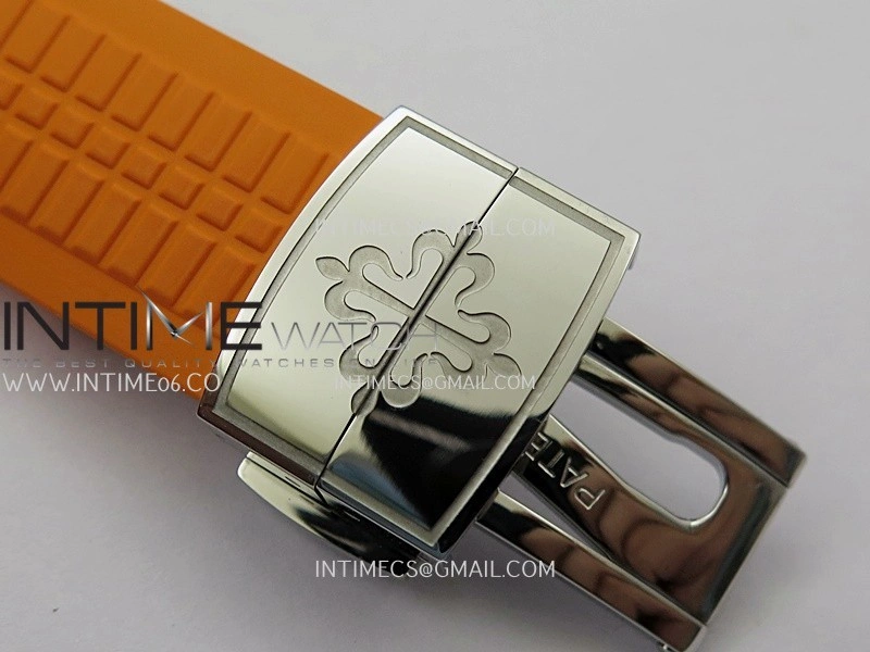 Aquanaut 5167 SS DDF 1:1 Best Edition Black Dial On Orange Rubber Strap Super Clone DD324