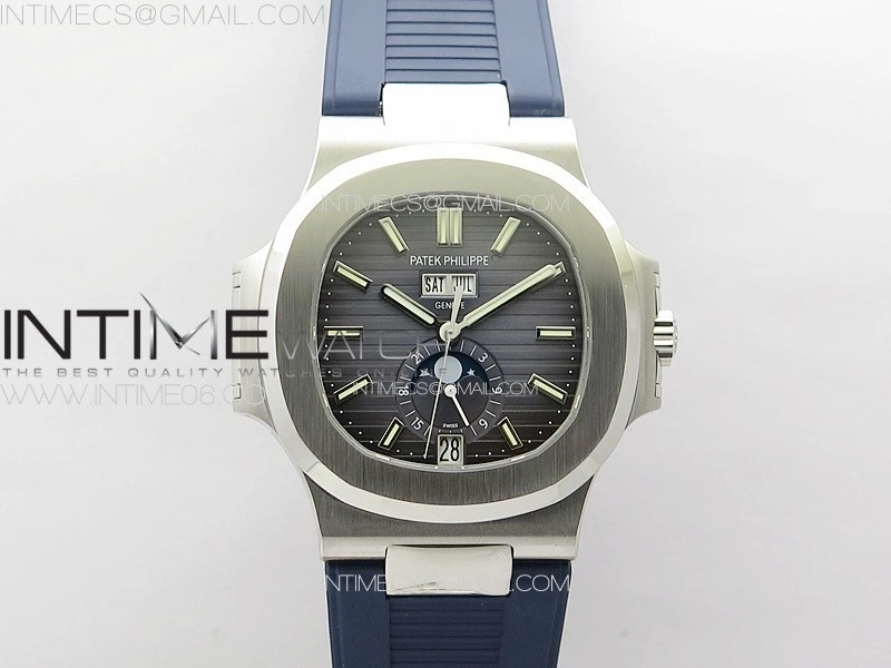 Nautilus 5726 Full Function SS PPF 1:1 Best Edition Blue Dial on Blue Rubber Strap PPF324