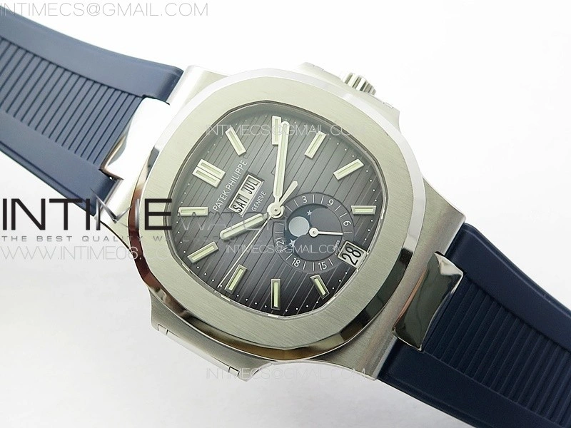 Nautilus 5726 Full Function SS PPF 1:1 Best Edition Blue Dial on Blue Rubber Strap PPF324