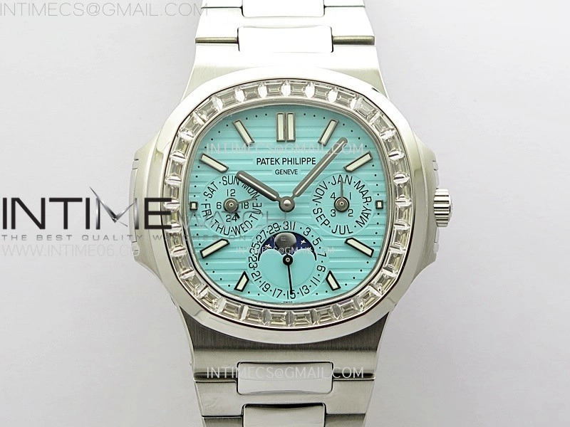 Nautilus 5740 T Diamonds Bezel SS TWF Best Edition Tiffany Blue Dial on SS Bracelet A240
